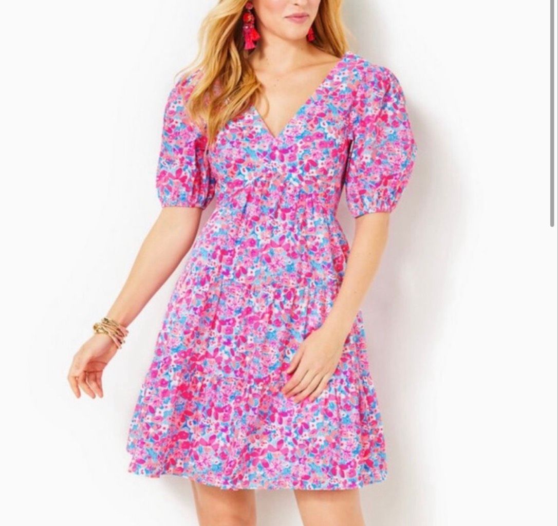 Lilly Pulitzer Nalani Lined Cotton Dress In Aura Pink/Baby Boomer
